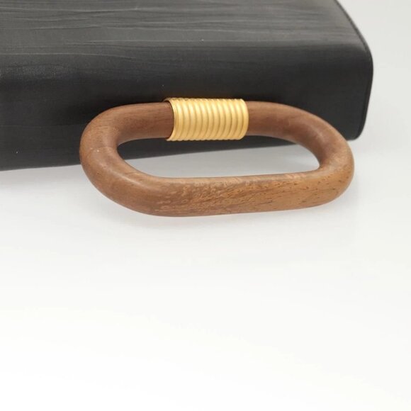 BALLY Hand Bag Leather Black Gold Auth 126005 - Picture 7 of 16